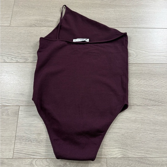 Zara Knit Plum Burgundy One Shoulder Body Suit - Picture 5 of 13